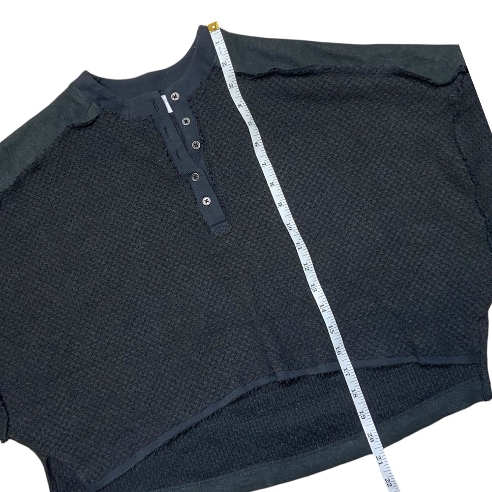 Urban Outfitters UO Out From Under Mel Cozy Pieced Henley Top Black S - Picture 11 of 14